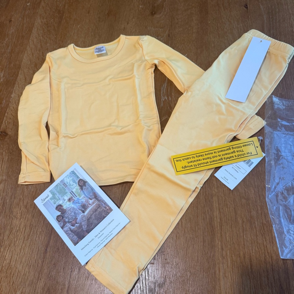4T Leveret Yellow Long Sleeve Top and Pants Set Pj Set NEW